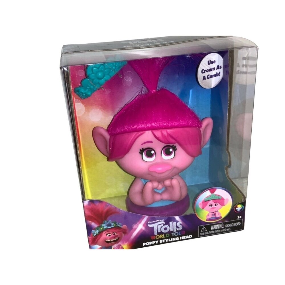 Trolls World Tour Poppy Styling Head New 2019 Dreamworks Hair Comb Crown